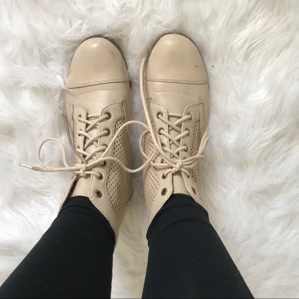 Cream Combat Boots